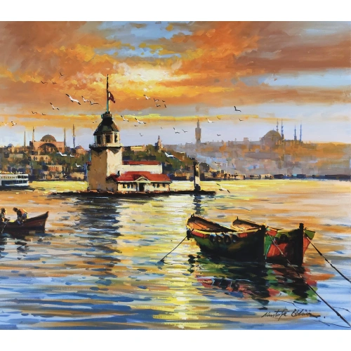 Kız Kulesi İstanbul Manzarası Kanvas Tablo 80x120 cm