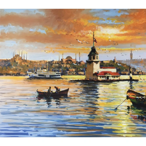 Kız Kulesi İstanbul Manzarası Kanvas Tablo 80x120 cm