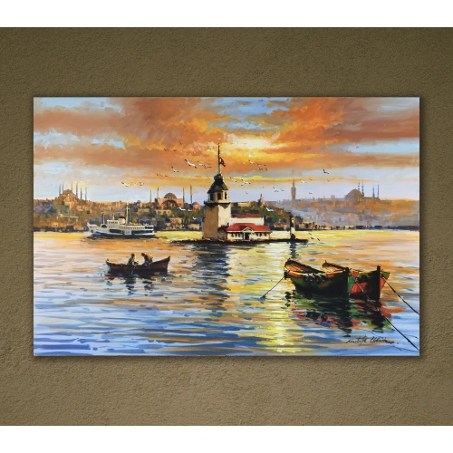 Kız Kulesi İstanbul Manzarası Kanvas Tablo 80x120 cm