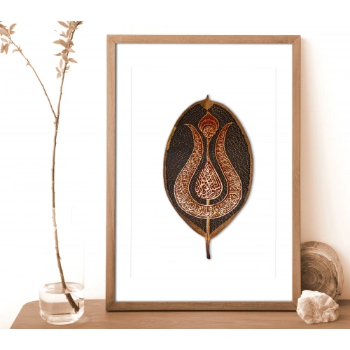 Lale Motifli Tezhip Sanatı Süslemeli Kauçuk Yaprağı 20x35 cm