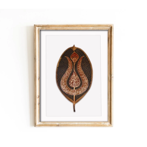 Lale Motifli Tezhip Sanatı Süslemeli Kauçuk Yaprağı 20x35 cm
