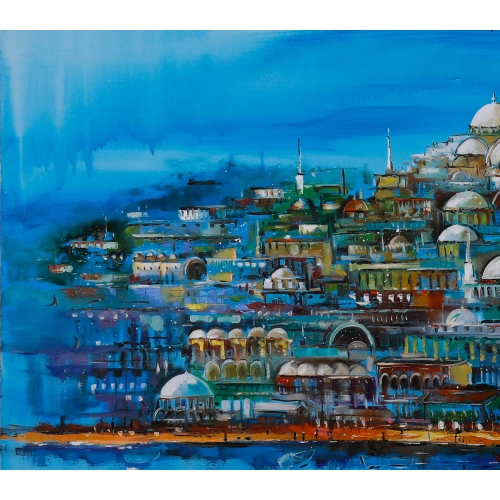 Mavi İstanbul Kolajı 80x120cm