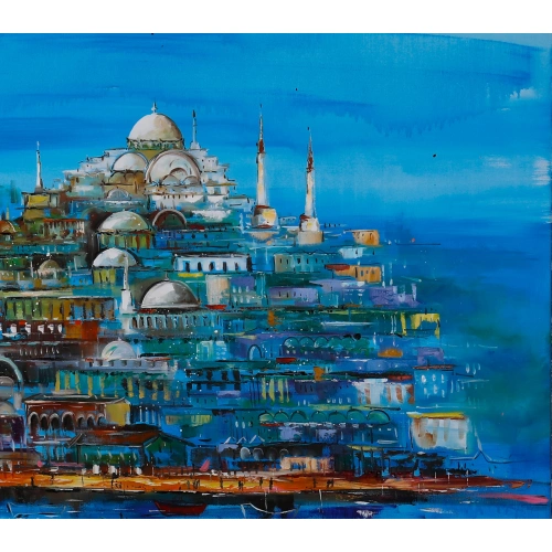Mavi İstanbul Kolajı 80x120cm