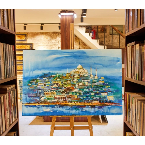 Mavi İstanbul Kolajı 80x120cm