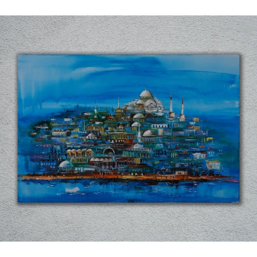 Mavi İstanbul Kolajı 80x120cm