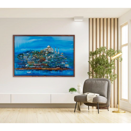 Mavi İstanbul Kolajı 80x120cm