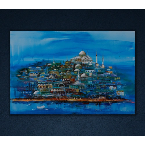 Mavi İstanbul Kolajı 80x120cm