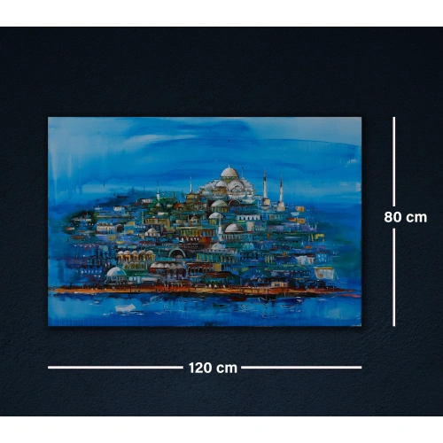Mavi İstanbul Kolajı 80x120cm