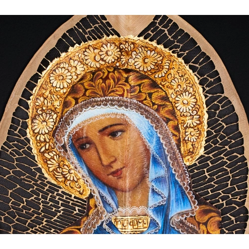 Meryem Ana Portresi Yaprak Sanatı 19x29 cm