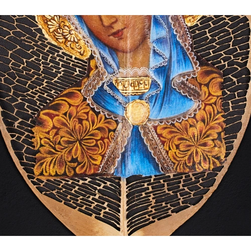 Meryem Ana Portresi Yaprak Sanatı 19x29 cm