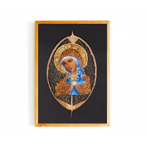 Meryem Ana Portresi Yaprak Sanatı 19x29 cm