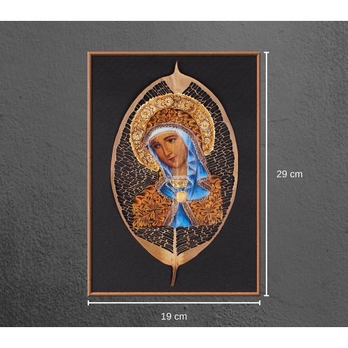 Meryem Ana Portresi Yaprak Sanatı 19x29 cm