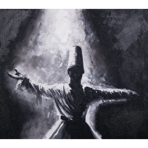 Mevlana Semazen Siyah Beyaz Kanvas Tablo 60x90cm