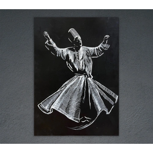 Whirling Dervish Black and White Canvas Art 50X70