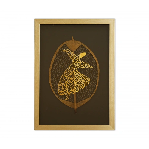 Mevlana Semazen Yaprak Sanatı 19x30 cm