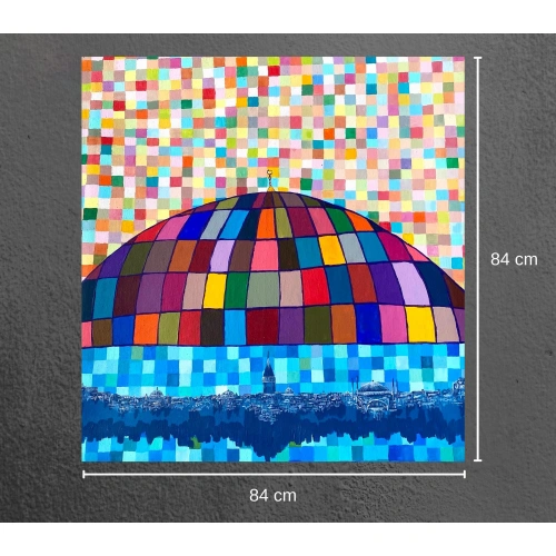 Mozaik Kubbe İstanbul Modern Renkli Tablo 84x84cm