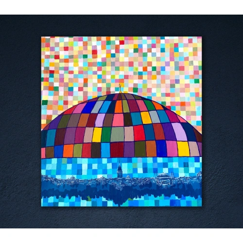 Mozaik Kubbe İstanbul Modern Renkli Tablo 84x84cm