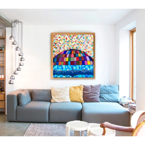 Mozaik Kubbe İstanbul Modern Renkli Tablo 84x84cm
