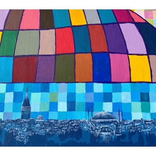Mozaik Kubbe İstanbul Modern Renkli Tablo 84x84cm