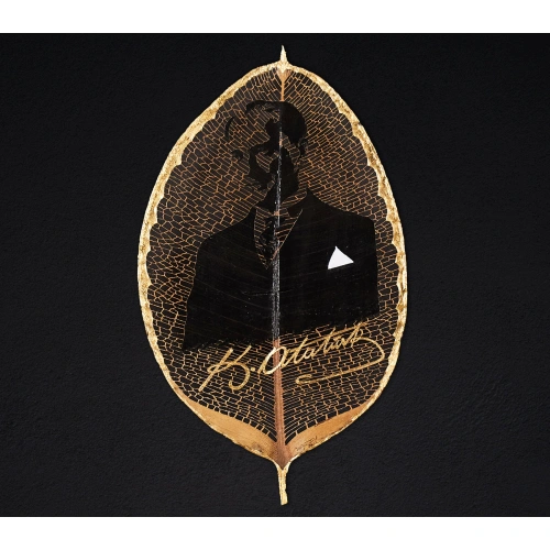 Mustafa Kemal Atatürk Portresi Yaprak Sanatı 17x33 cm