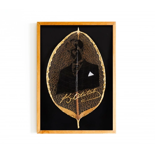 Mustafa Kemal Atatürk Portresi Yaprak Sanatı 17x33 cm