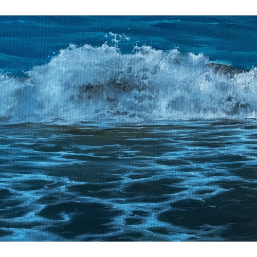 Okyanus Dalgaları Mavi Kanvas Tablo 60x140 cm