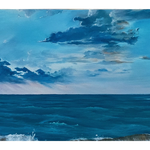 Okyanus Dalgaları Mavi Kanvas Tablo 60x140 cm