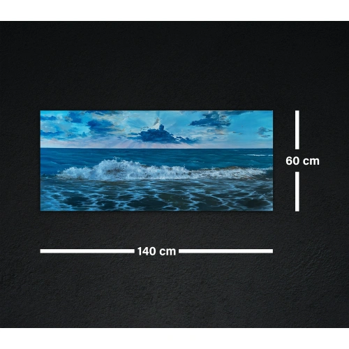 Okyanus Dalgaları Mavi Kanvas Tablo 60x140 cm