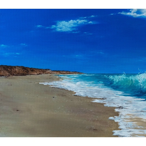Sahile Vuran Dalgalar Kanvas Tablo 60x140 cm