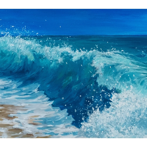 Sahile Vuran Dalgalar Kanvas Tablo 60x140 cm
