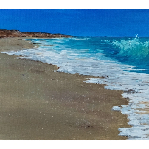 Sahile Vuran Dalgalar Kanvas Tablo 60x140 cm