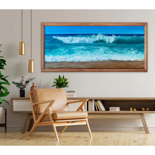 Sahil Mavi Kanvas Tablo 60x140 cm