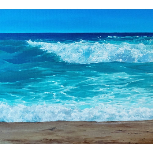 Sahil Mavi Kanvas Tablo 60x140 cm