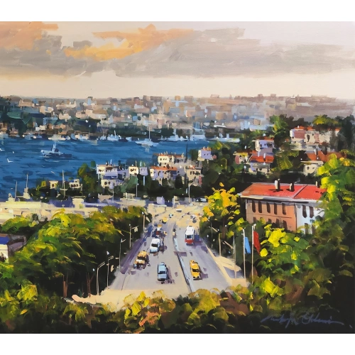 Ortaköy Cami İstanbul Yağlı Boya Tablo 60x140 cm