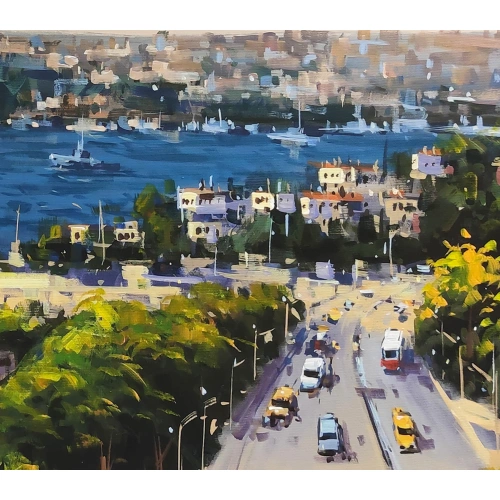 Ortaköy Cami İstanbul Yağlı Boya Tablo 60x140 cm