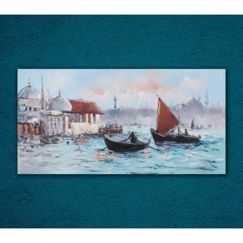 Ortaköyde Tekneler İstanbul Manzarası 60x120cm