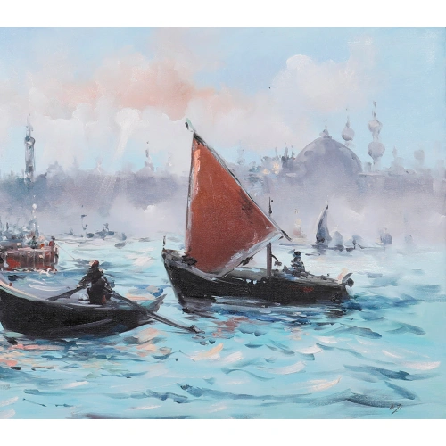 Ortaköyde Tekneler İstanbul Manzarası 60x120cm