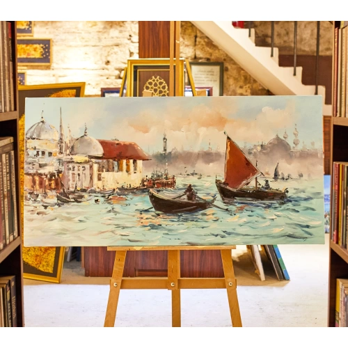 Ortaköyde Tekneler İstanbul Manzarası 60x120cm
