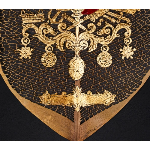 Osmanlı Tuğrası Altın Varaklı Yaprak Sanatı 20x35 cm