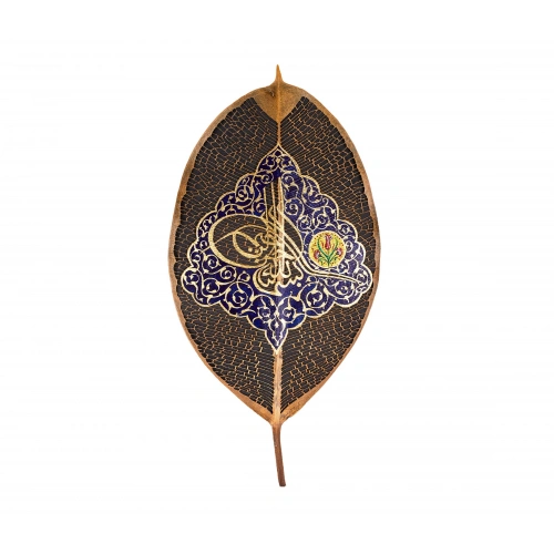 Osmanlı Tuğrası Besmele Yaprak Sanatı Mavi 20x32 cm