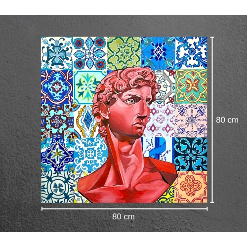 Pop Art Davut Heykeli Portresi 80x80cm