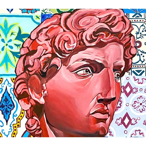 Pop Art Davut Heykeli Portresi 80x80cm