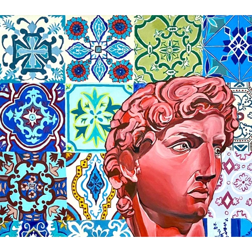 Pop Art Davut Heykeli Portresi 80x80cm