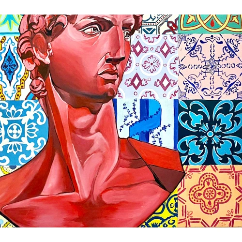 Pop Art Davut Heykeli Portresi 80x80cm