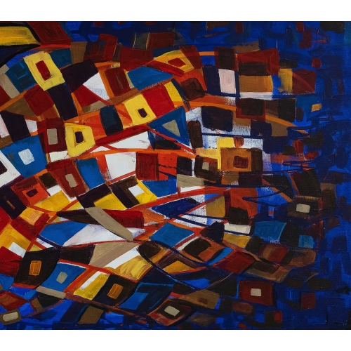 Renkli Abstrakt Modern Kanvas Tablo 60x140 cm