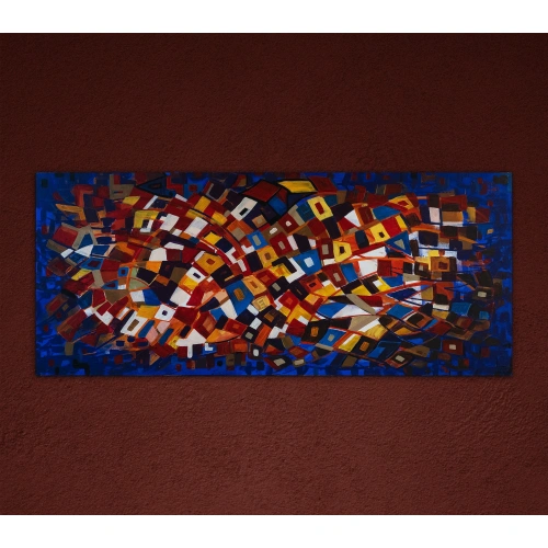 Renkli Abstrakt Modern Kanvas Tablo 60x140 cm
