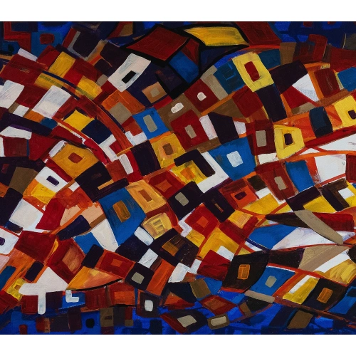 Renkli Abstrakt Modern Kanvas Tablo 60x140 cm
