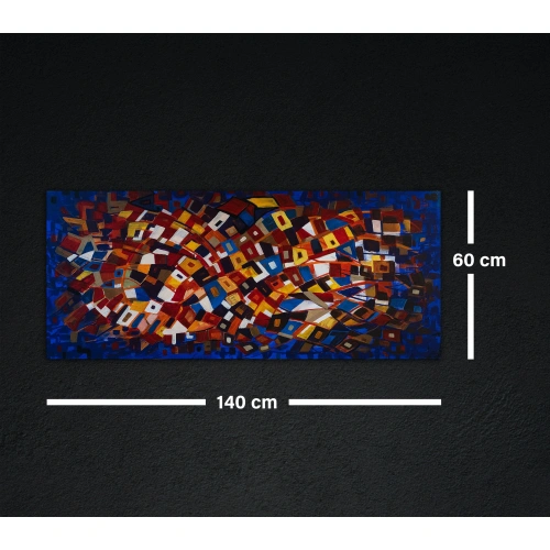 Renkli Abstrakt Modern Kanvas Tablo 60x140 cm