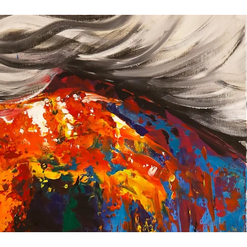 Renkli At Yağlı Boya Kanvas Tablo 50x70 cm