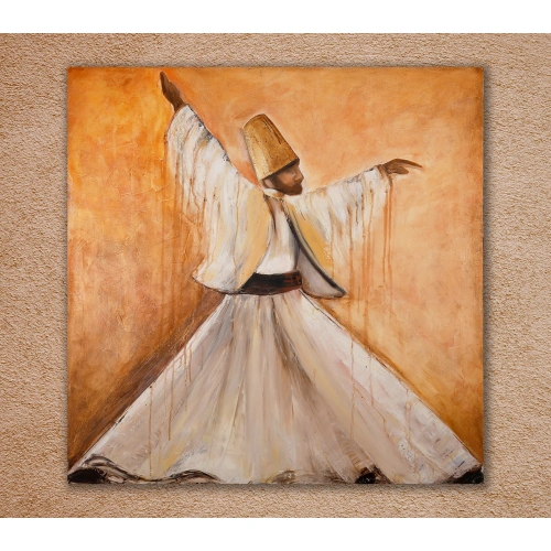 Semazen Derviş Figürlü Yağlı Boya Tablo 100x100 cm
